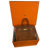 01_Hermès Birkin 35-VEAU TOGO-Farbe braun mit Goldbeschlägen-Fullset