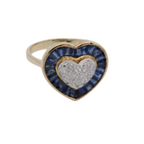 Damenring mit blauen Saphiren und Brillanten in Herzform