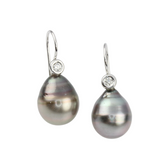 Tahiti Perlenohrhänger mit Brillanten in 750er Weißgold