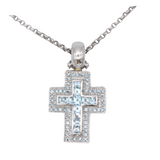 WEMPE Markenschmuck Kreuzanhänger, Kettenanhänger mit blauem Topas und klappbarer Öse