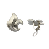 Steckohrclips in 750er Weißgold, gebürstet, in Schweifform