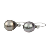 Tahiti Perlenohrhänger mit Brillanten in 750er Weißgold