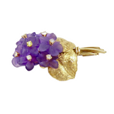 Amethyst Brosche in 750er Gelbgold mit Brillanten