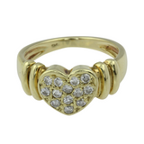 585er Gelbgoldring mit Brillanten in Herzform