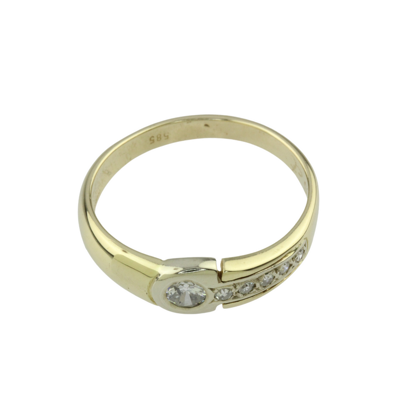 02_Asymmetrischer Gelbgoldbandring mit Brillanten und Diamanten in 585er Gelbgold