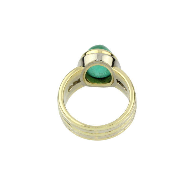 Smaragd/Diamantring in Gelb/Weißgold