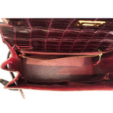 Hermès Kelly 28, Bag - Krokodilleder, Vintage bordeaux mit roten Nähten